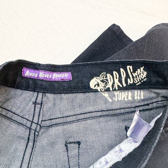 PRPS Bruised Never Broken Super Bee Wide Leg Flare Denim Jeans Size 27 - Picture 7 of 8